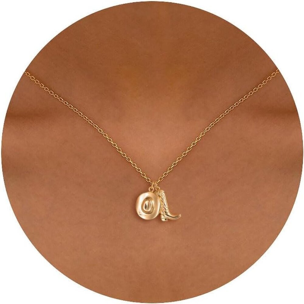 Gold Necklace Brass Dainty Pendant 16.5+2in Adjustable for Women